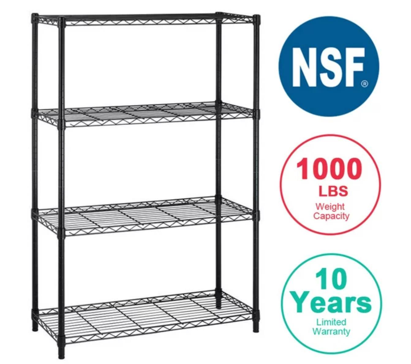 BestOffice 4 Shelf Wire Shelving Unit Storage for $39.99 Shipped