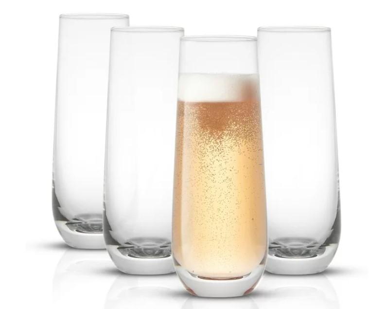 JoyJolt Milo Stemless Champagne Flutes Mimosa Glasses Set for $4.28