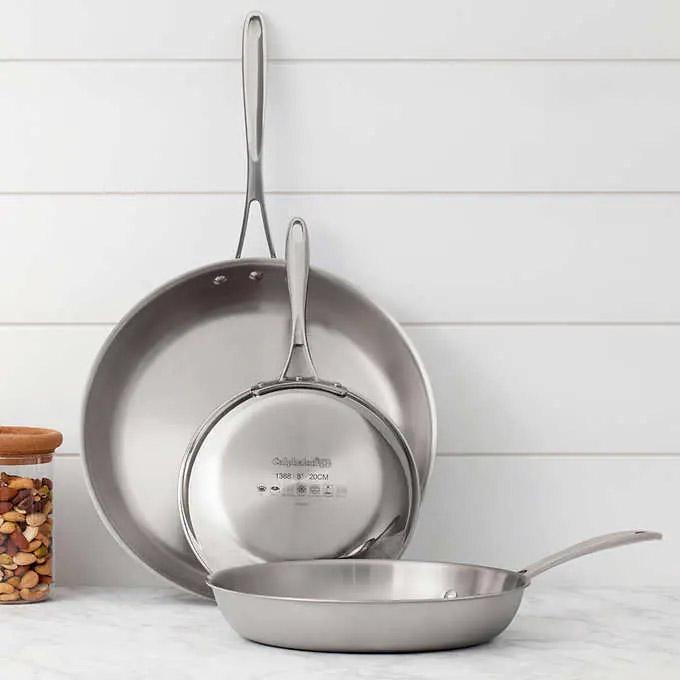 3-Piece Calphalon Tri-Ply Clad Stainless Steel Skillet Set for $59.99 Shipped