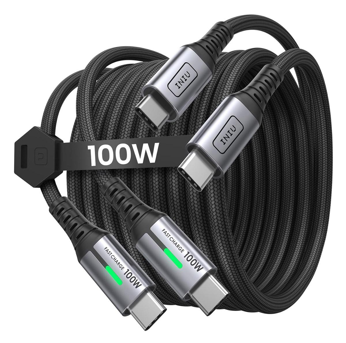 USB-C 6-feet 100w Cables by Iniu 2 Pack for $3.46