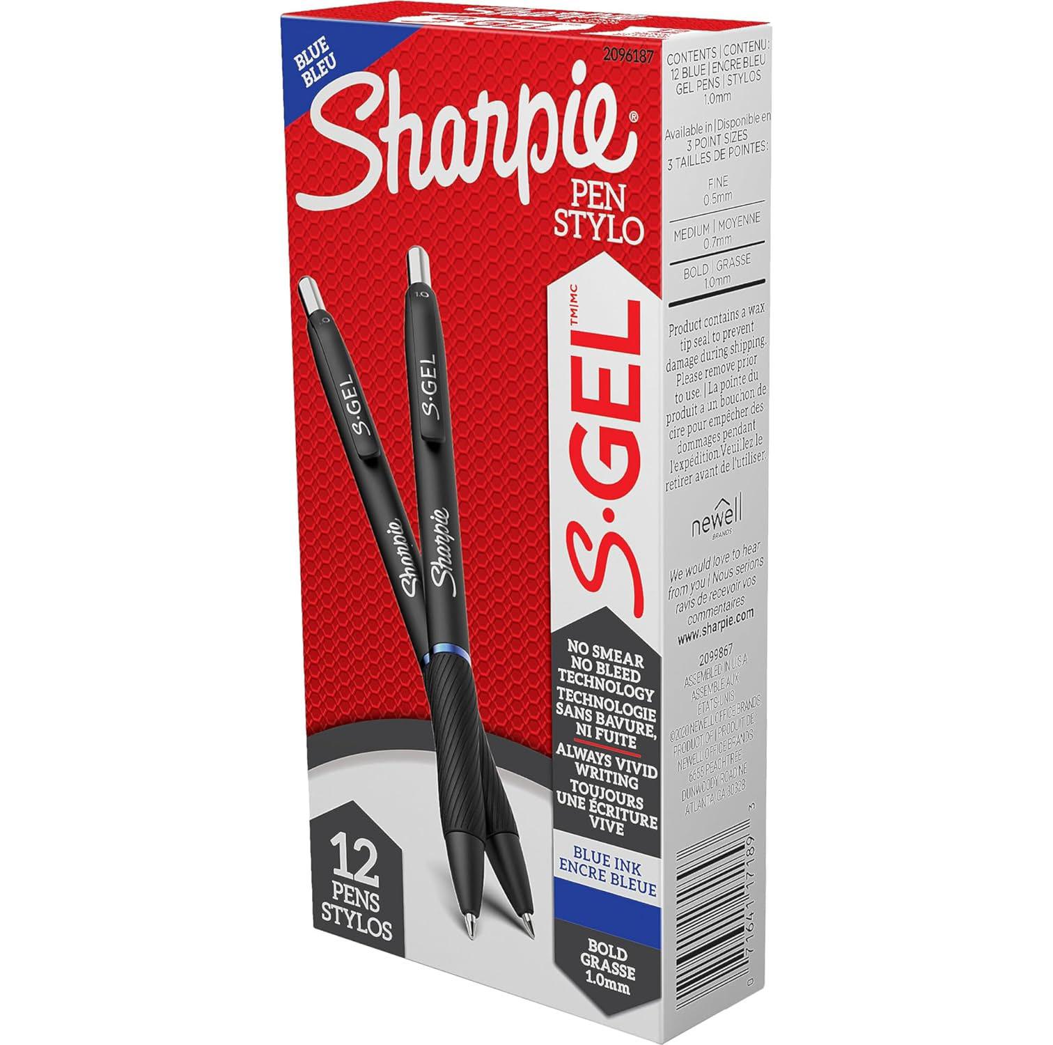 Sharpie S-Gel 1.0mm Blue Bold Point Pens 12 Pack for $7.66 Shipped