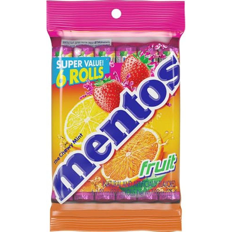 Mentos Mint Chewy Fruit Candy Roll 6 Pack for $3.46