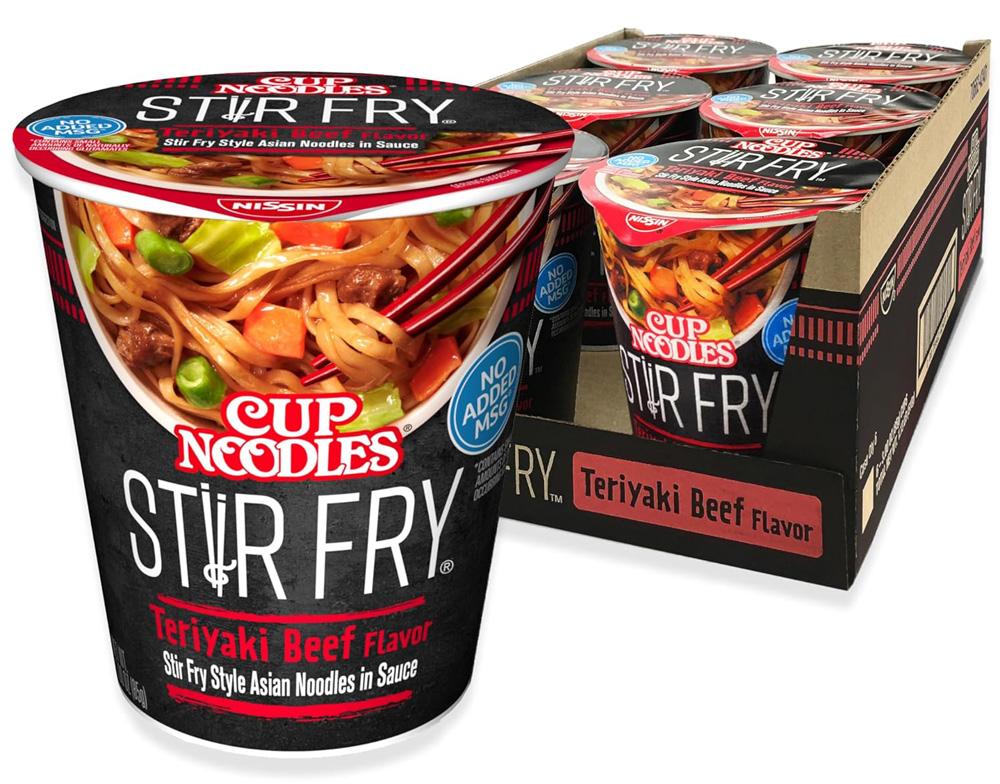 Nissin Stir Fry Cup Noodles in Sauce Teriyaki Beef 6 Pack for $5.71