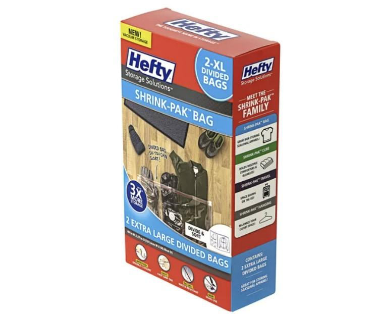 Hefty Shrink-Pak XL Divided Vacuum Storage Bags for $1.67