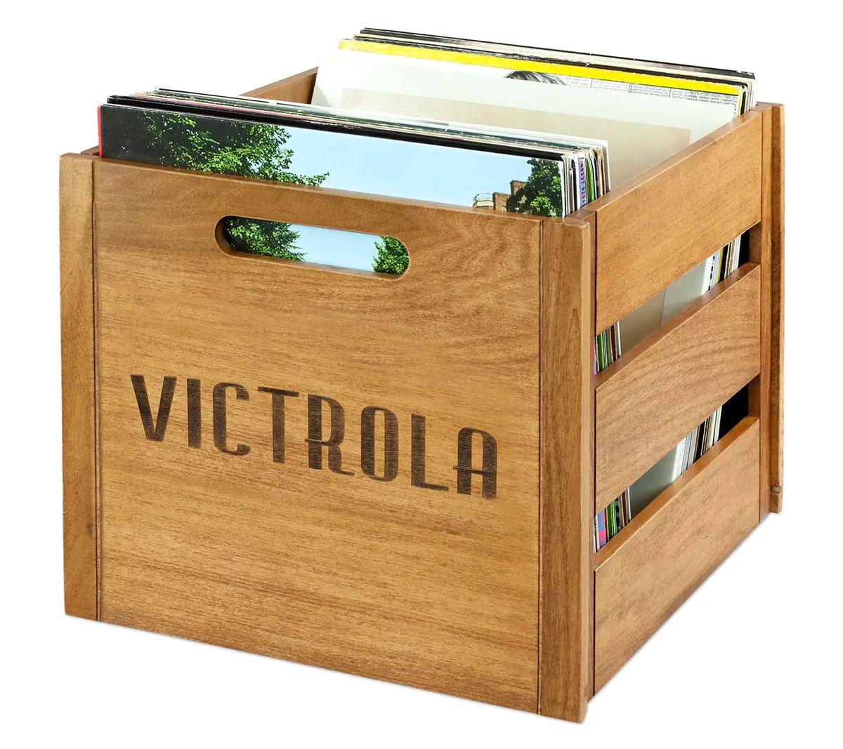 Victrola Vinyl Record Wooden Storage Crate for $14.53