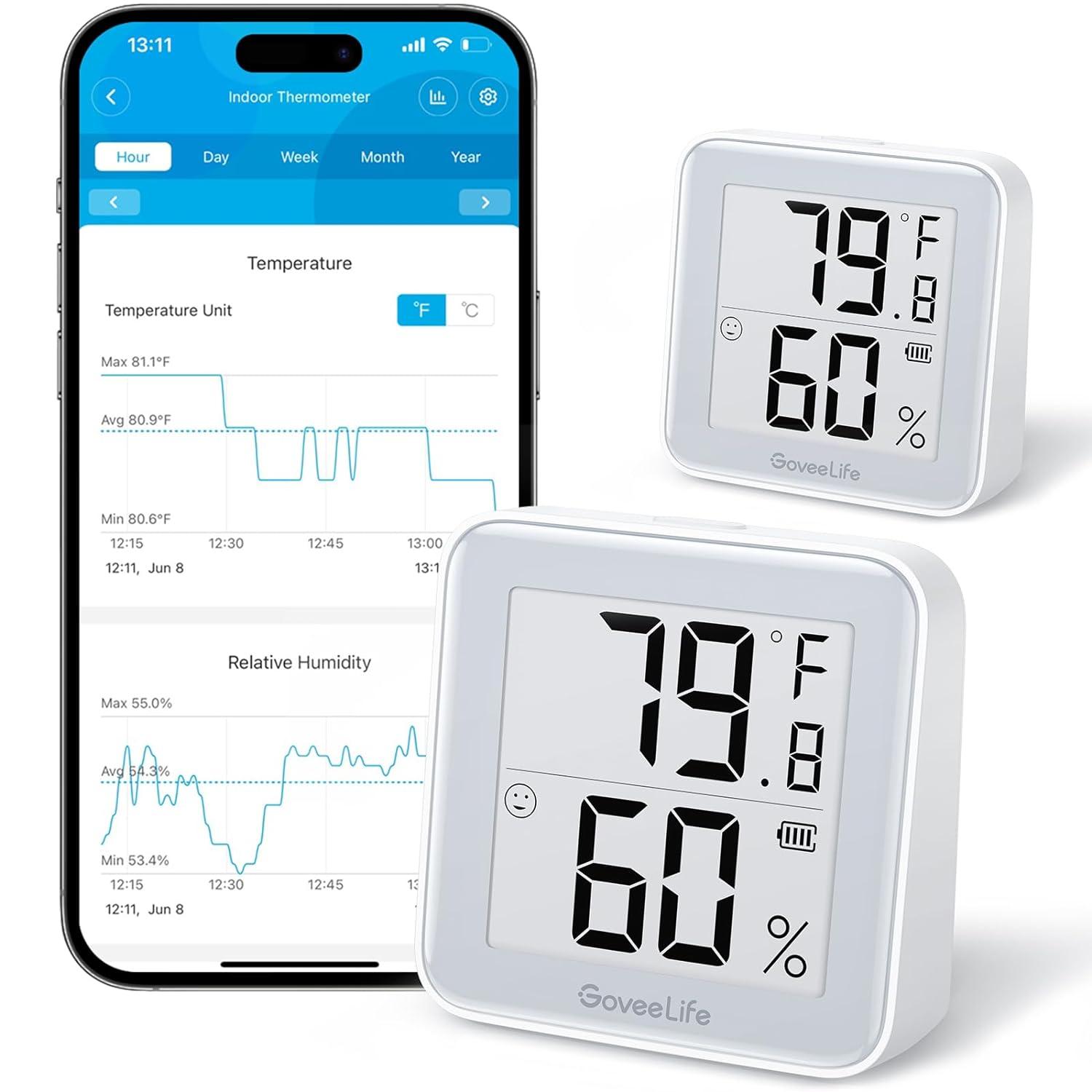 GoveeLife E-Ink Bluetooth Thermometer Hygrometer 2 Pack for $17.59