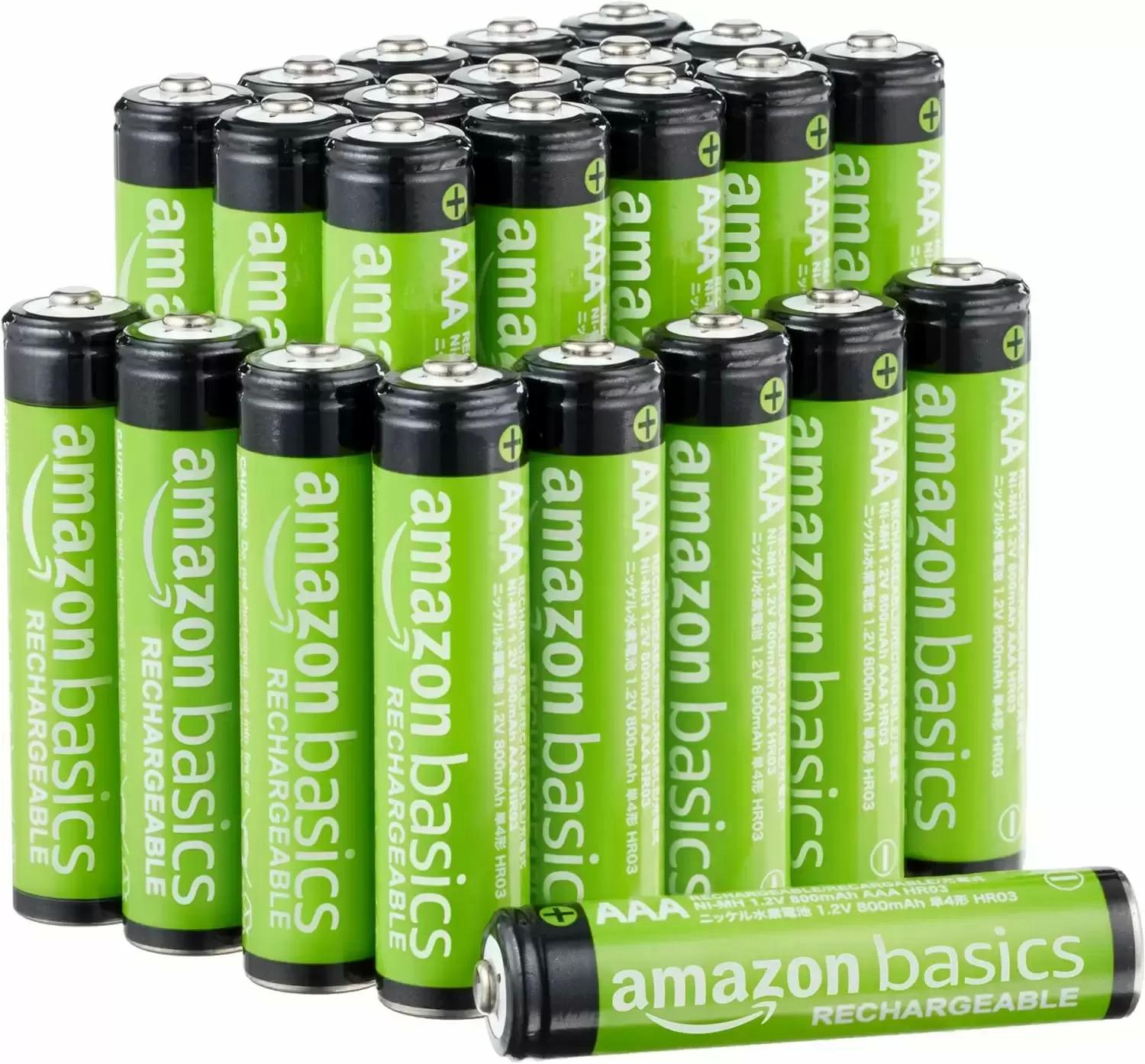 Amazon Basics Rechargeable AAA NiMH Batteries 24 Pack for $13.80