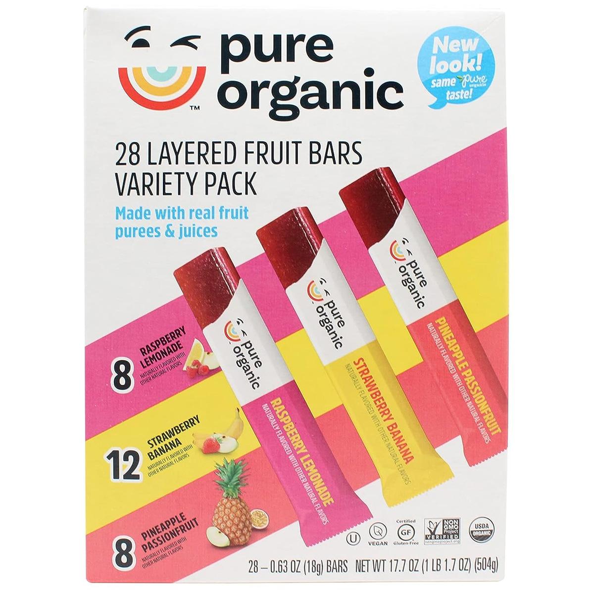 Pure Organic Layered Fruit Bars Variety 28 Pack for $11.99