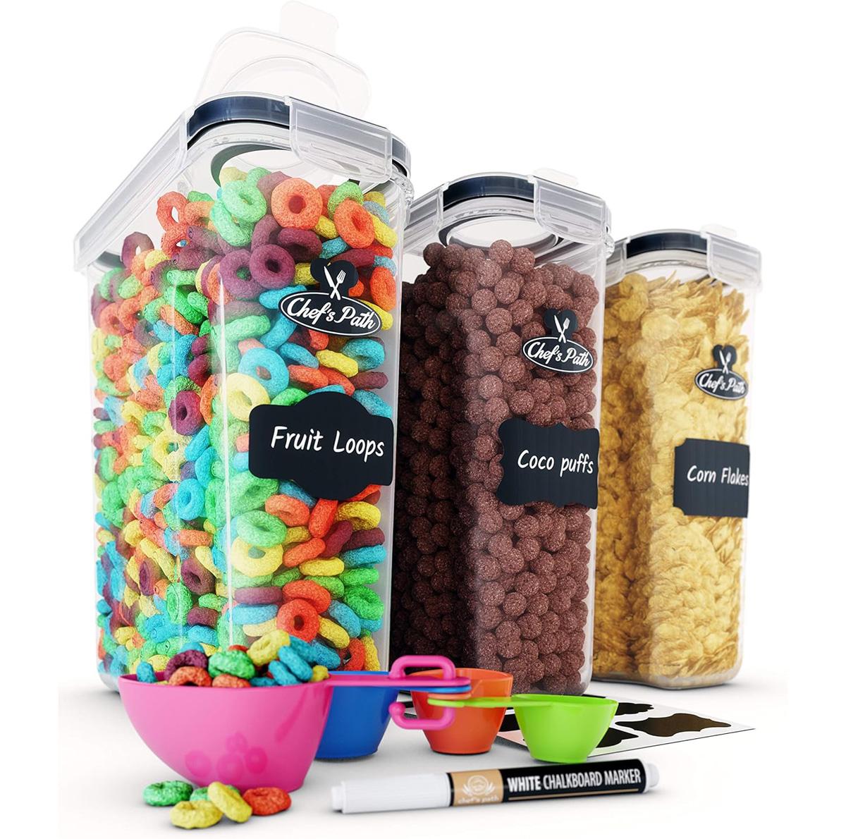 Chefs Path Cereal Containers Storage Set 3 Pack for $13.98