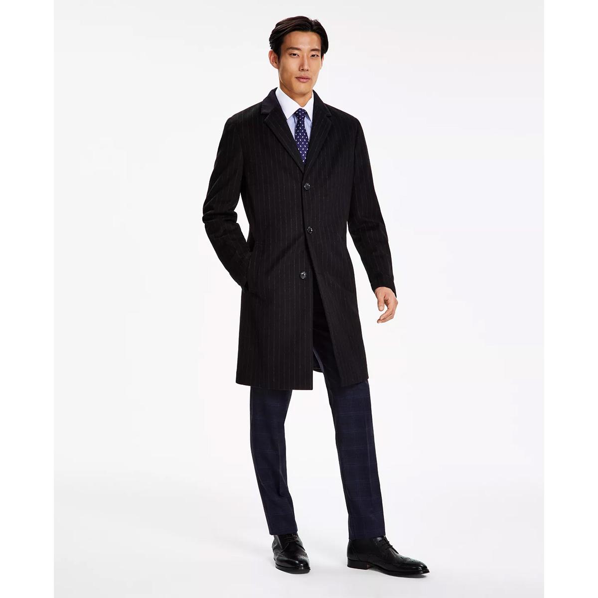Tommy Hilfiger Mens Addison Wool-Blend Trim Fit Overcoat for $69.13 Shipped