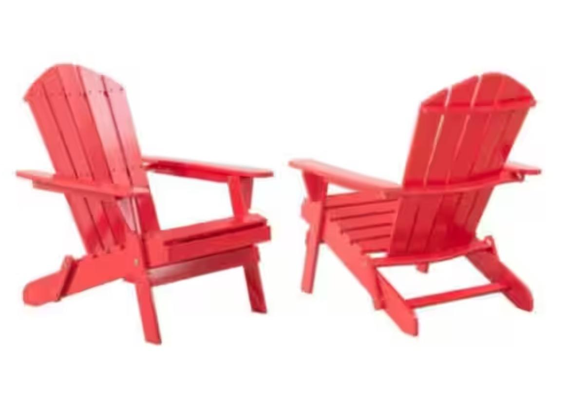 Hampton Bay Ruby Folding Wood Patio Adirondack Chair 2 Pack for $99 Shipped