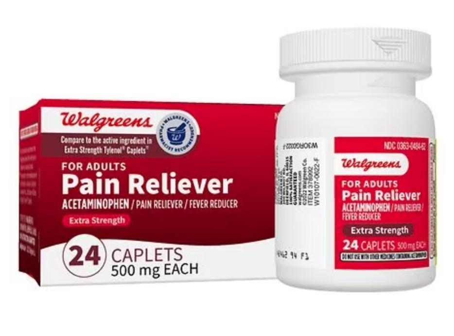 Acetaminophen Pain Reliever Caplets 24 Pack for $0.69