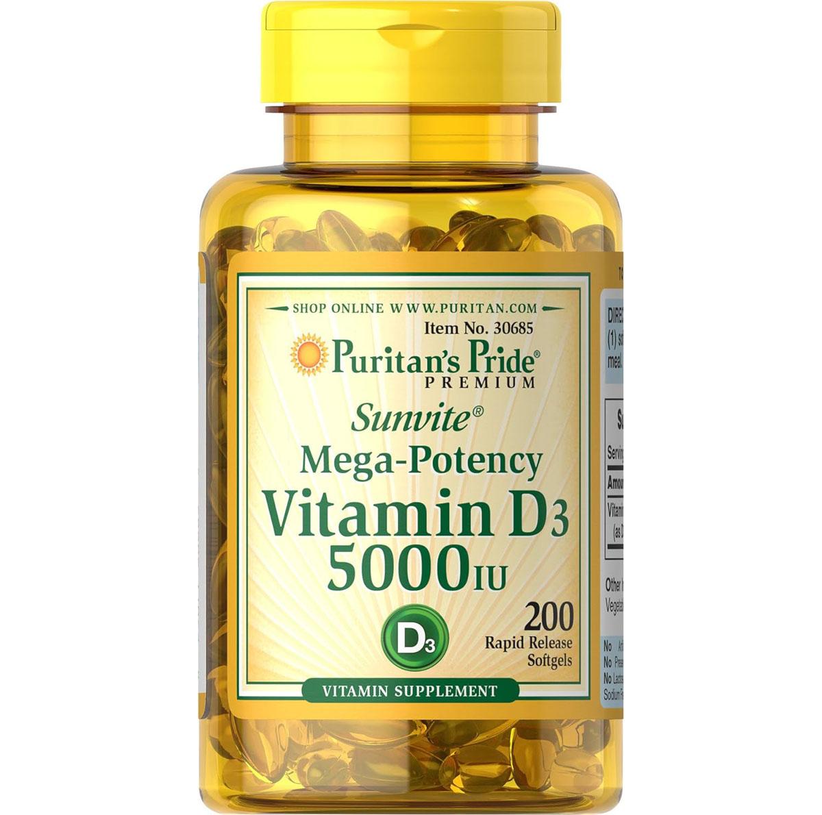 Puritans Pride Vitamin D3 5000IU Immunity Supplement for $3.50