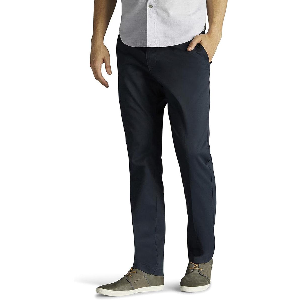Lee Mens Extreme Motion Flat Front Slim Straight Pants for $17