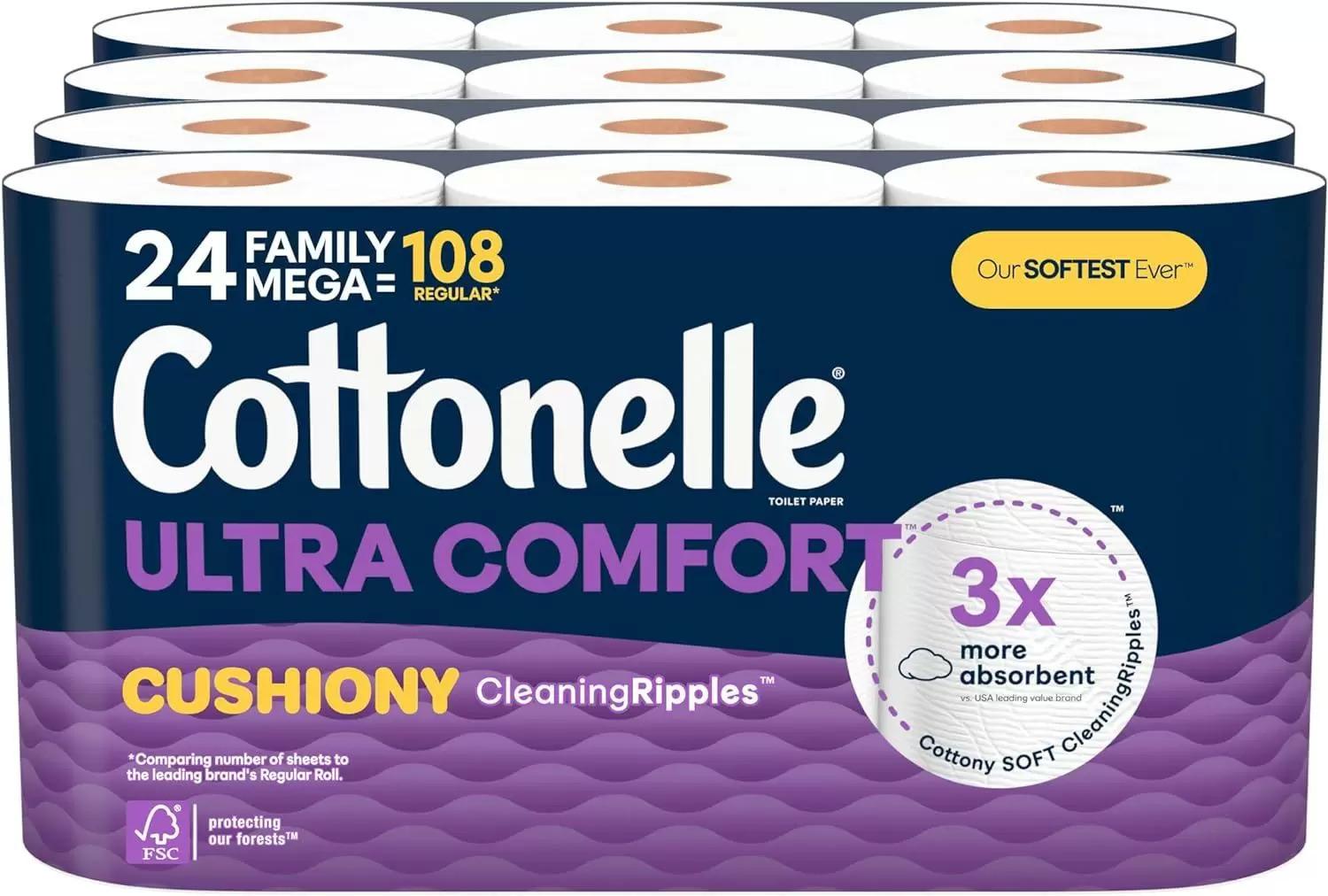 Cottonelle Ultra Comfort Toilet Paper Family Mega Rolls 24 Pack for $20.69