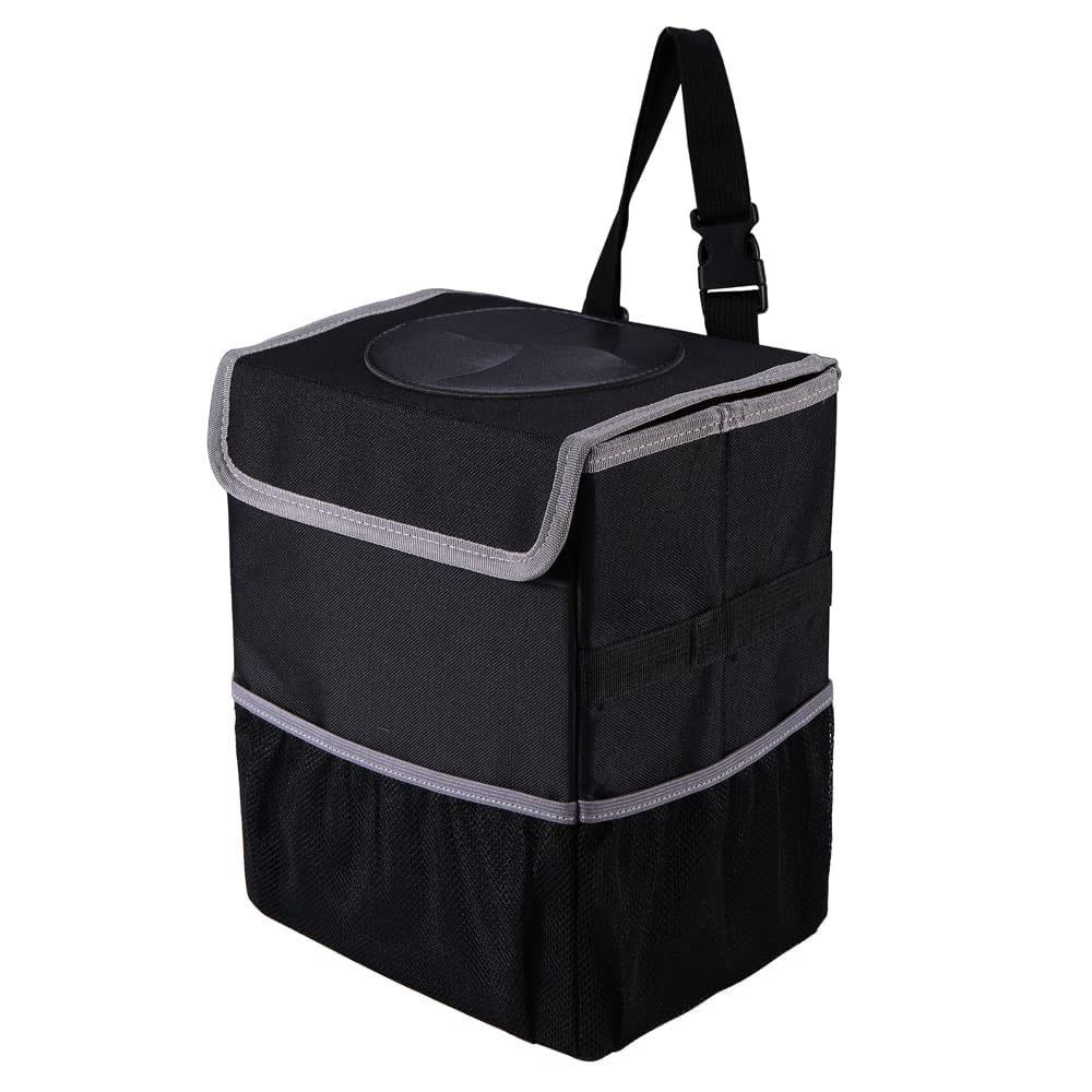 Car Trash Can with Lid and Pockets Accessories Leakproof Organizer Bin for $3.99