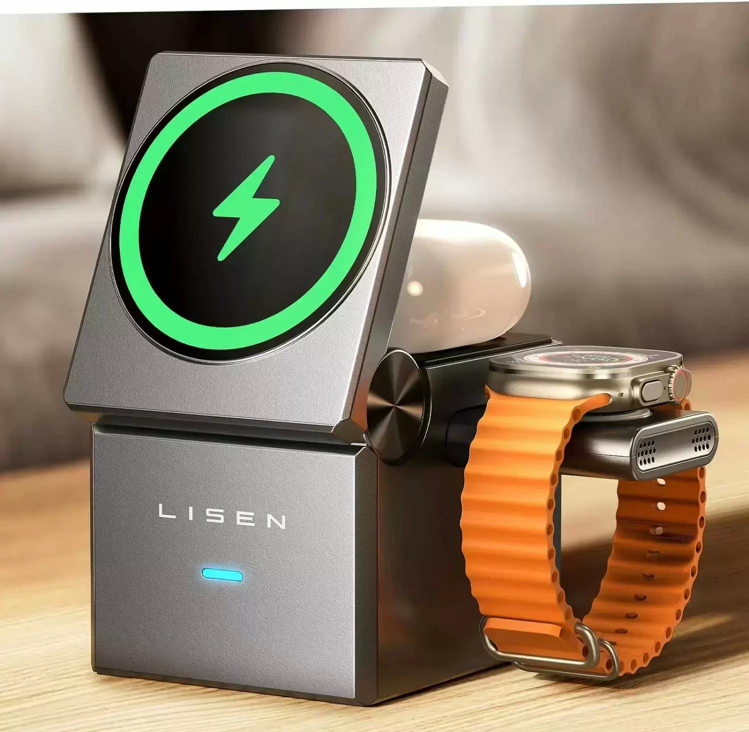 Lisen 3 in 1 Charging Station Cube for iPhone Airpods and Watch for $27.53 Shipped
