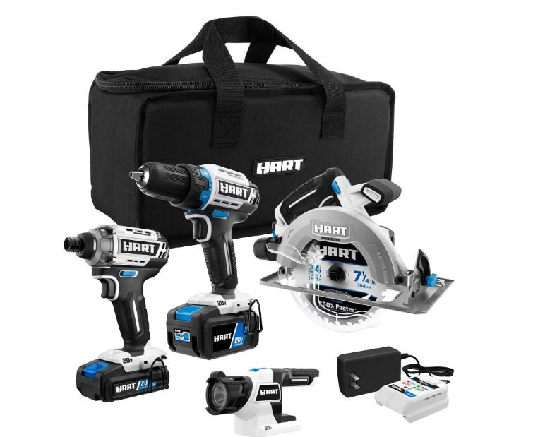 Hart 20v 4-Tool Brushless Combo Kit for $139 Shipped