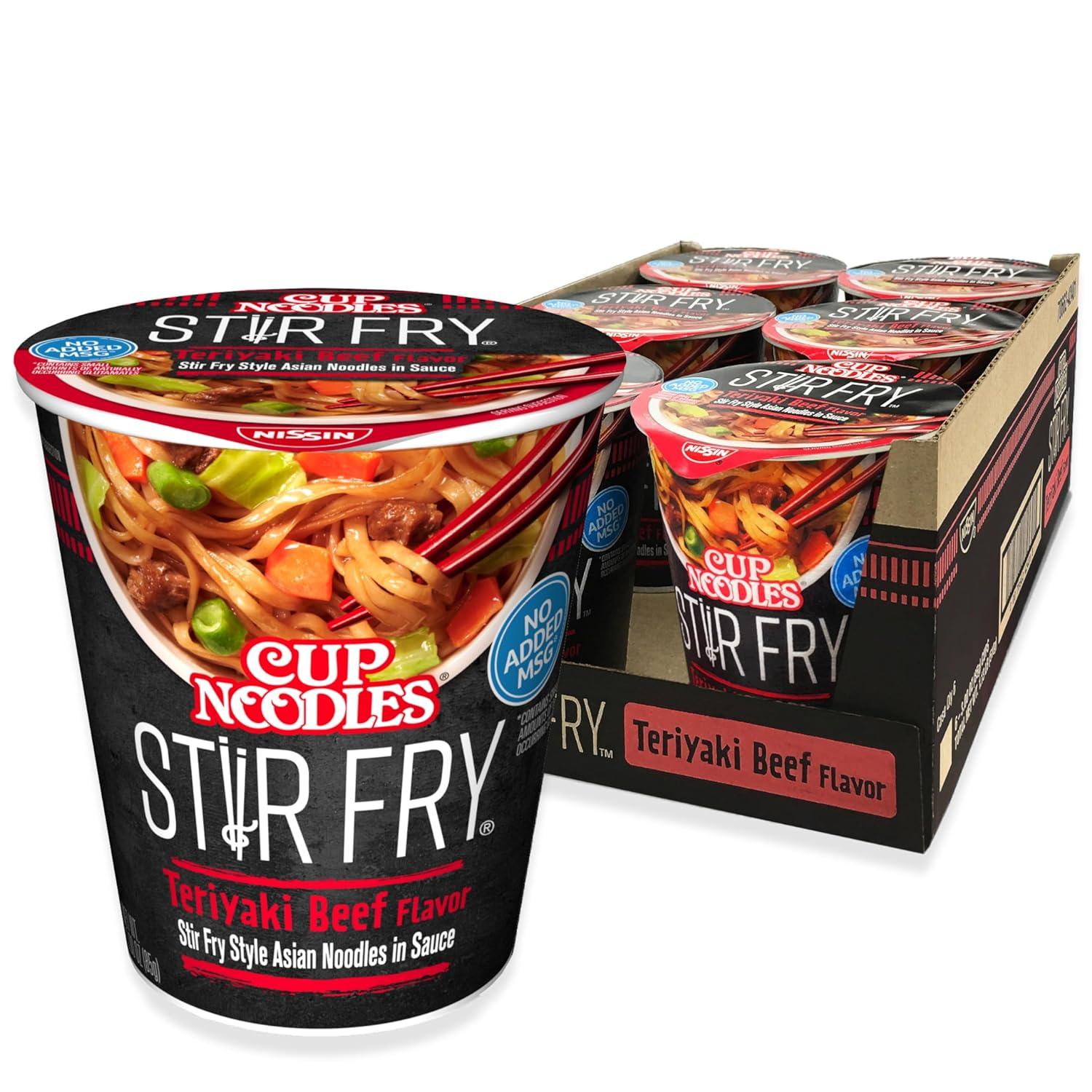 Nissin Cup Noodles Stir Fry Noodles in Teriyaki Beef Sauce 6 Pack for $5.37