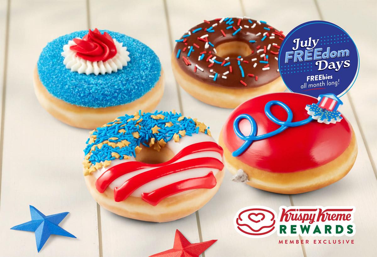 Free Krispy Kreme Doughnuts July Fourth Doughnut With Any Purchase