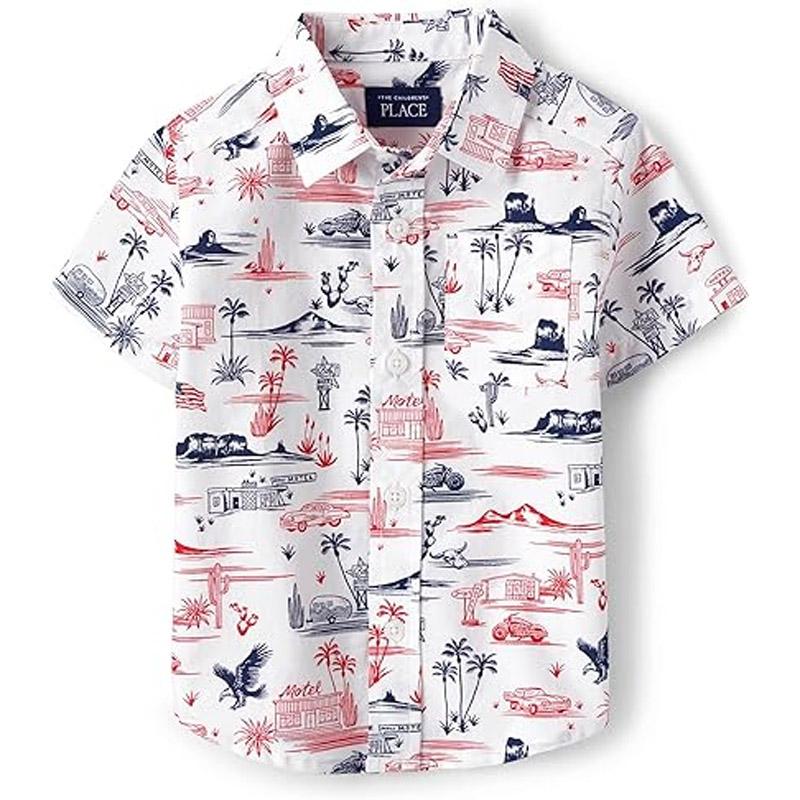 The Childrens Place Kids Short-Sleeve Button Up Shirt for $5.74