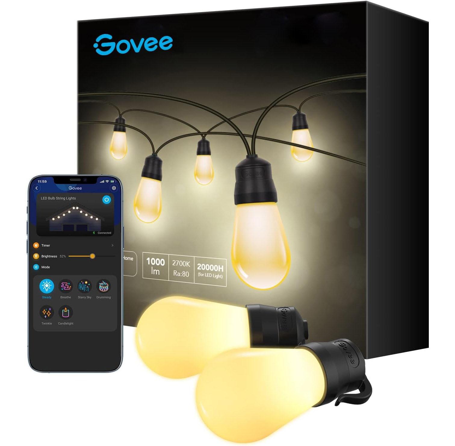 Govee Outdoor String Lights 48ft App Control for $22.19 Shipped