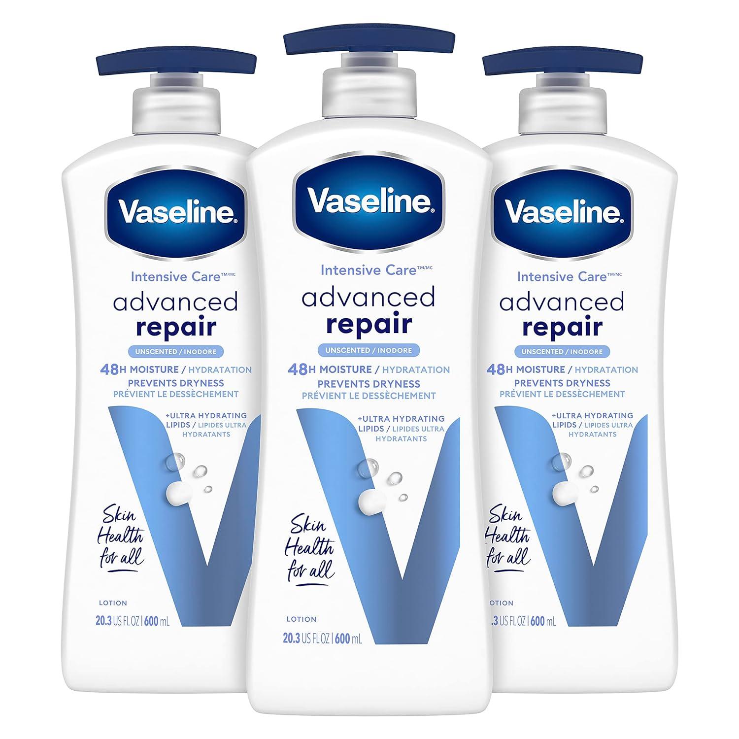 Vaseline Intensive Care Unscented Advanced Repair Body Lotion 3 Pack for $11.55