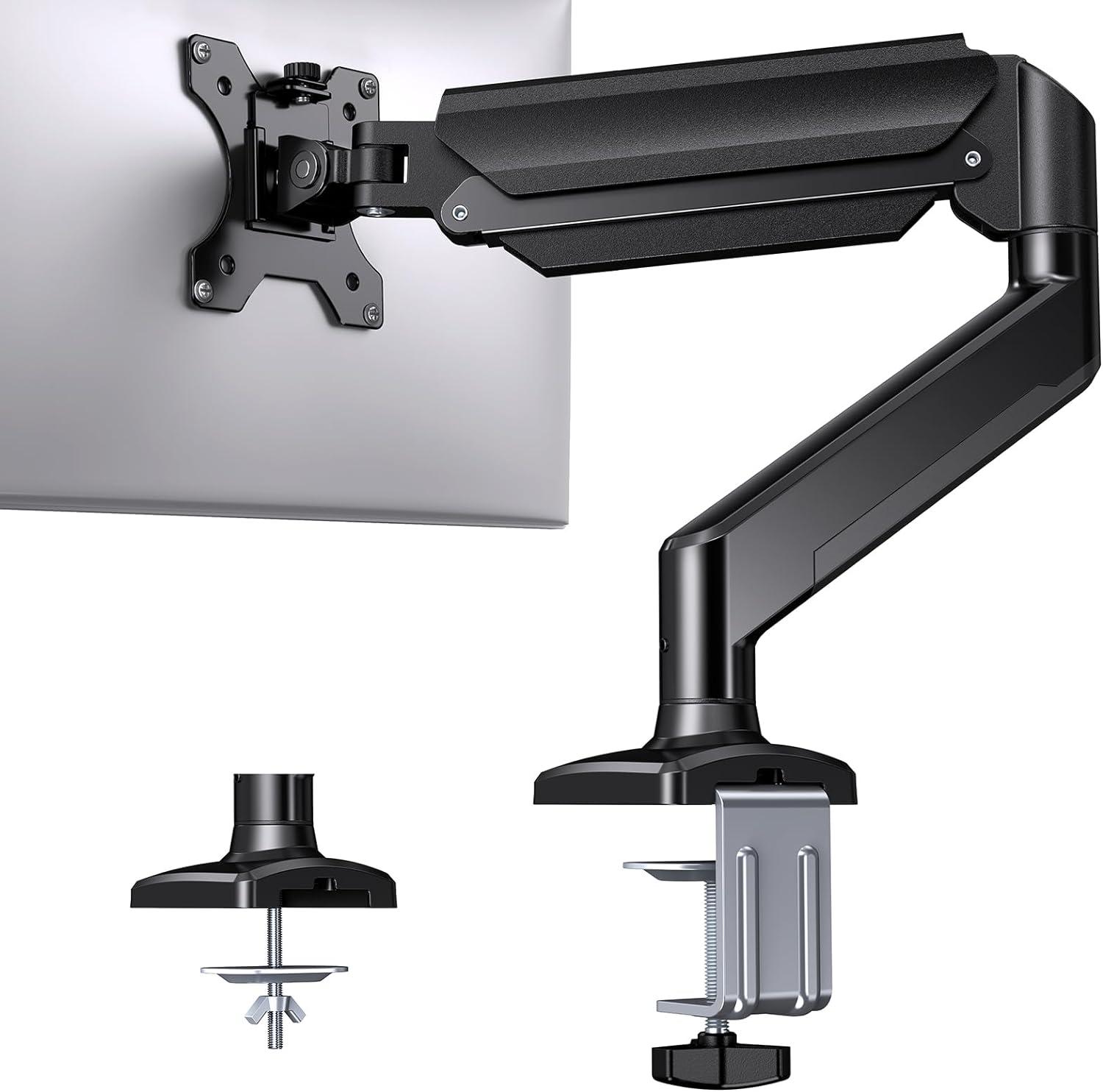 Huanuo Adjustable Gas Spring Swivel Mount Single Monitor Arm for $16.99