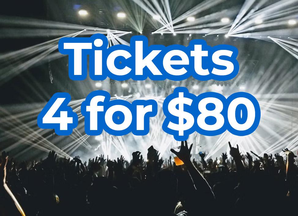 Live Nation Concert Tickets 4 Pack for $80