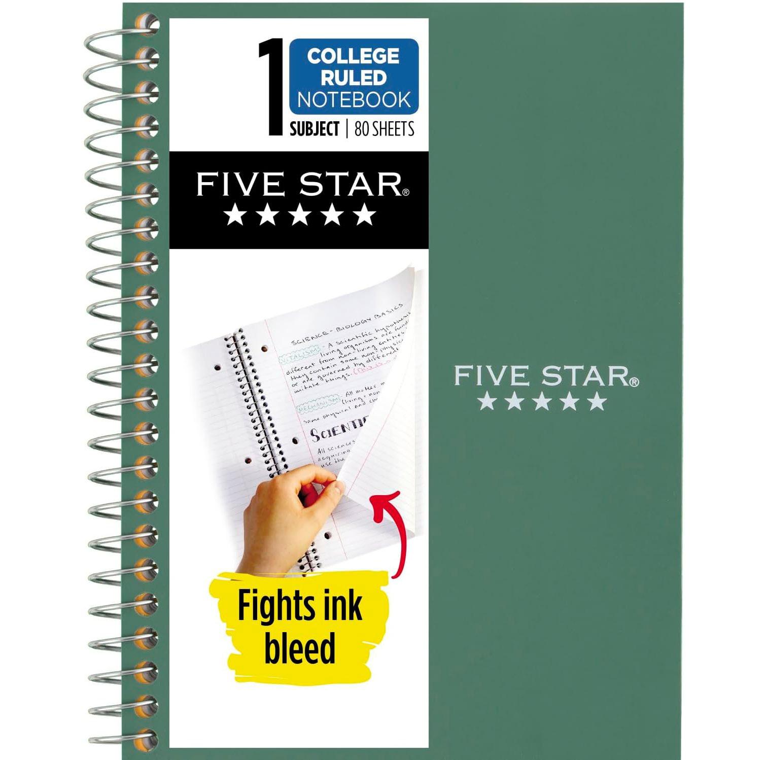 Five Star Spiral College Ruled Notebook for $1.09