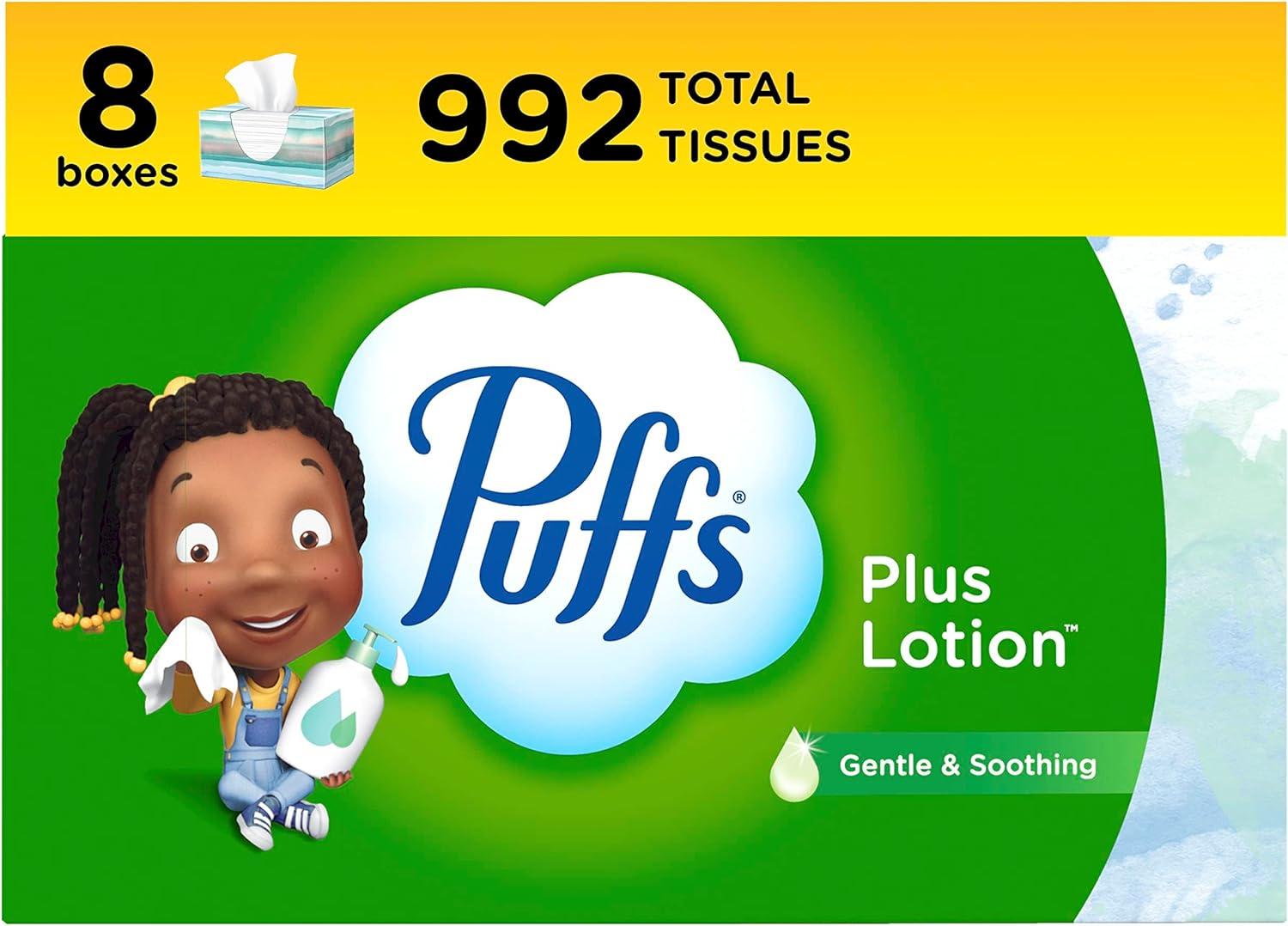 Puffs Facial Tissue Family Box Size Plus Lotion 8 Pack for $11.62