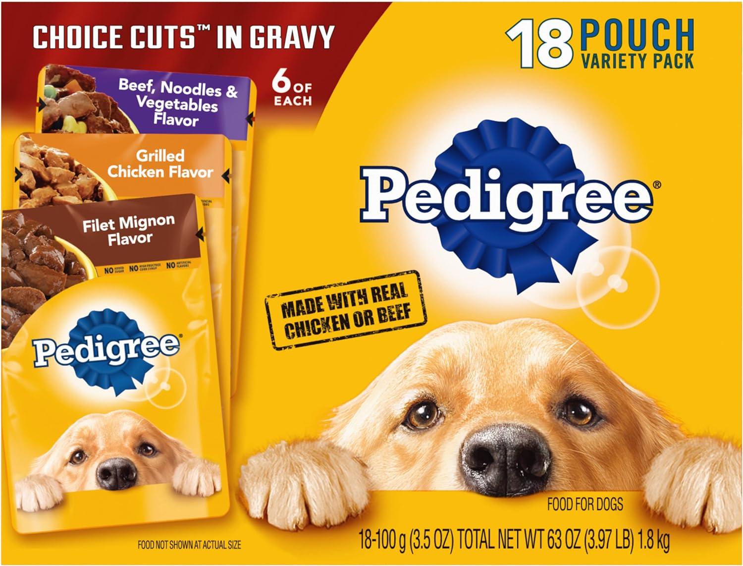 Pedigree Choice Cuts In Gravy Adult Soft Wet Dog Food 18 Pack for $8.91