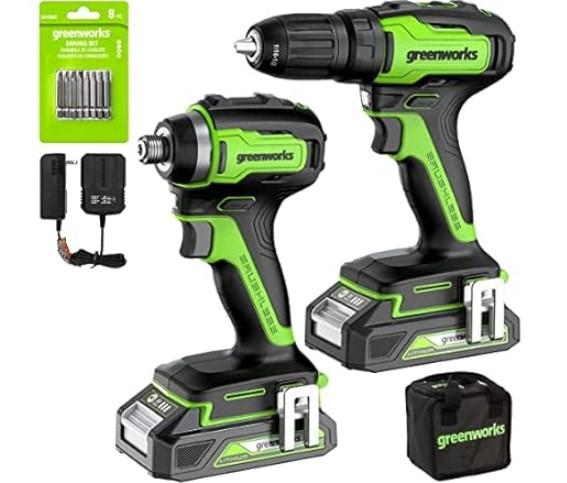 Greenworks 24V Drill Impact Driver Combo Kit $59.99