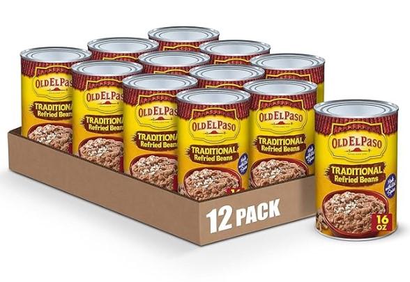 Old El Paso Traditional Canned Refried Beans 12 Pack for $9.93